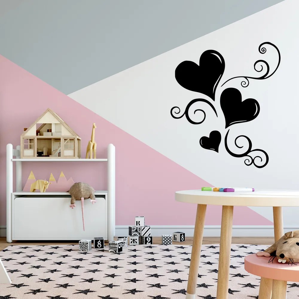 GLIX Ornament so srdiečkami - samolepka na stenu Biela 50 x 60 cm