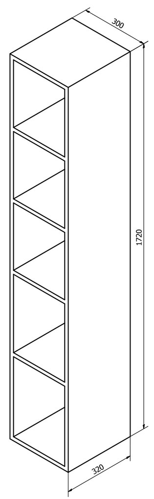 Sapho, ESPACE otvorená policová skrinka 30x172x32cm,biela (ESP160), ESC160-3030