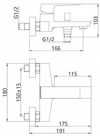 Invena Paros, nástenná vaňová batéria, chrómová, BW-09-001-A