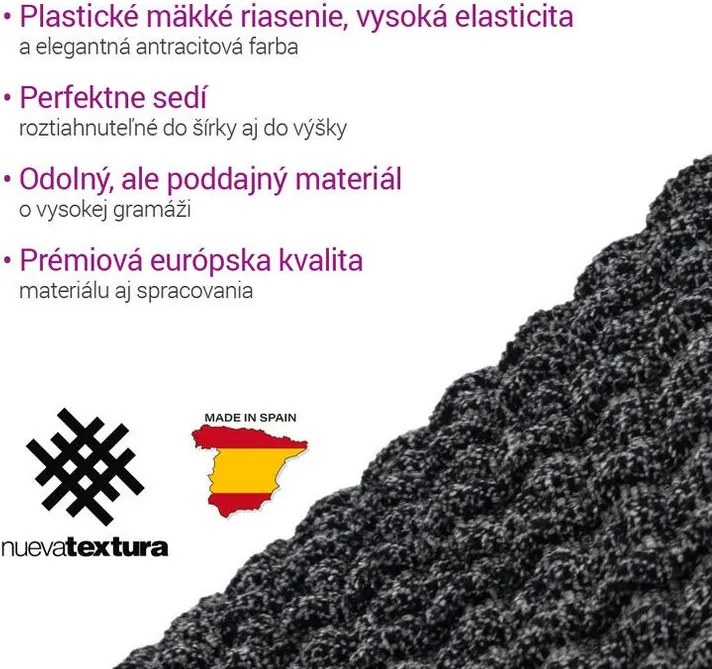 Super strečové poťahy RUBINIA antracitová kreslo ušiak (š. 70 - 95 cm)