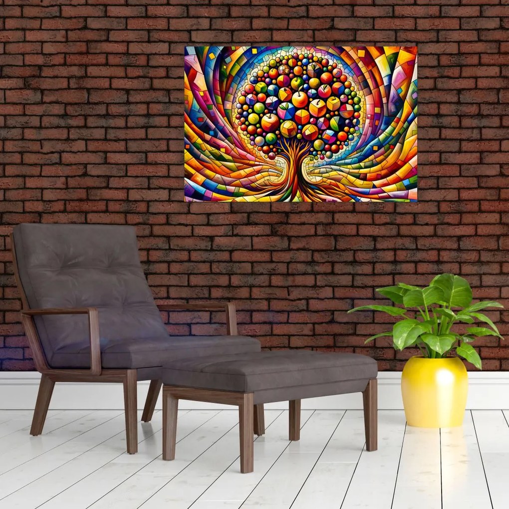 Obraz – Farebný strom s jablkami (90x60 cm)