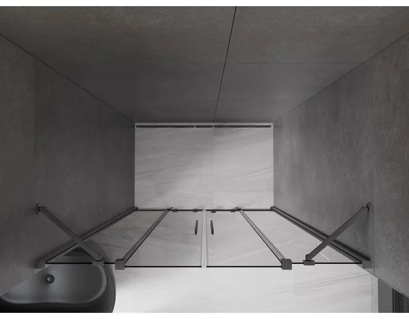 Mexen Velar Duo, posuvné sprchové dvere do otvoru 160 cm, 8mm šedé sklo, grafit brúsený, 871-160-000-42-66