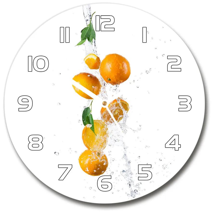 Sklenené hodiny okrúhle Pomaranče a voda pl_zso_30_f_63072139