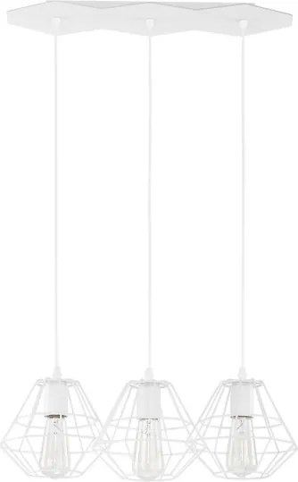 Závesný luster na lanku DIAMOND 3xE27/60W/230V biely