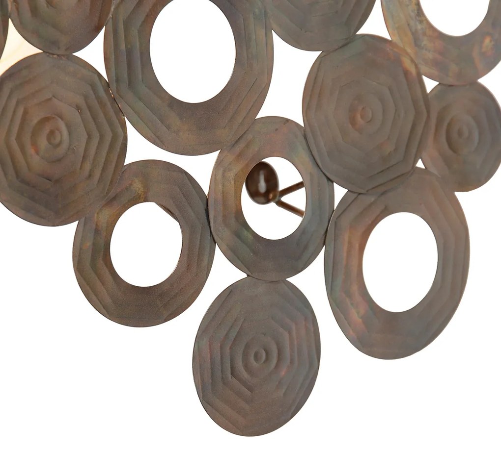Art Deco nástenná lampa medená 77 cm - Circles