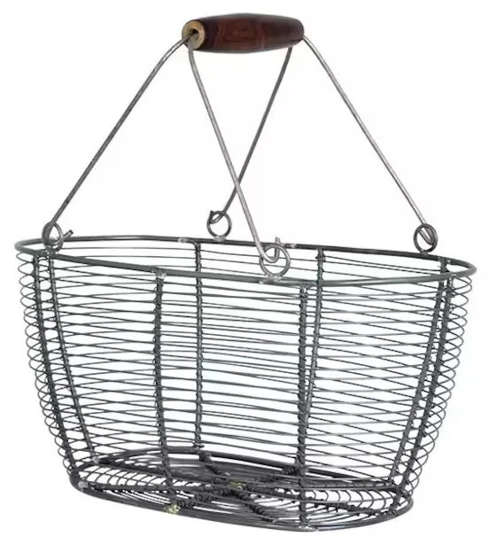 Drôtený oválny kovový košík s rúčkou Variant: Menší
