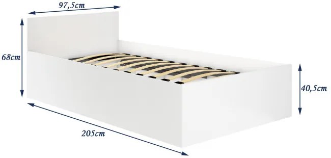 Jednolôžková posteľ s roštom 90x200 cm, biela