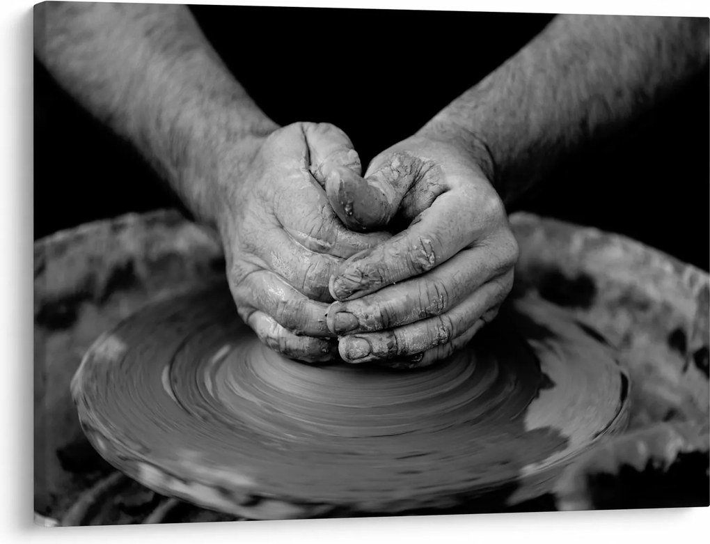 Čiernobiely obraz - výroba keramiky (70x50 cm)