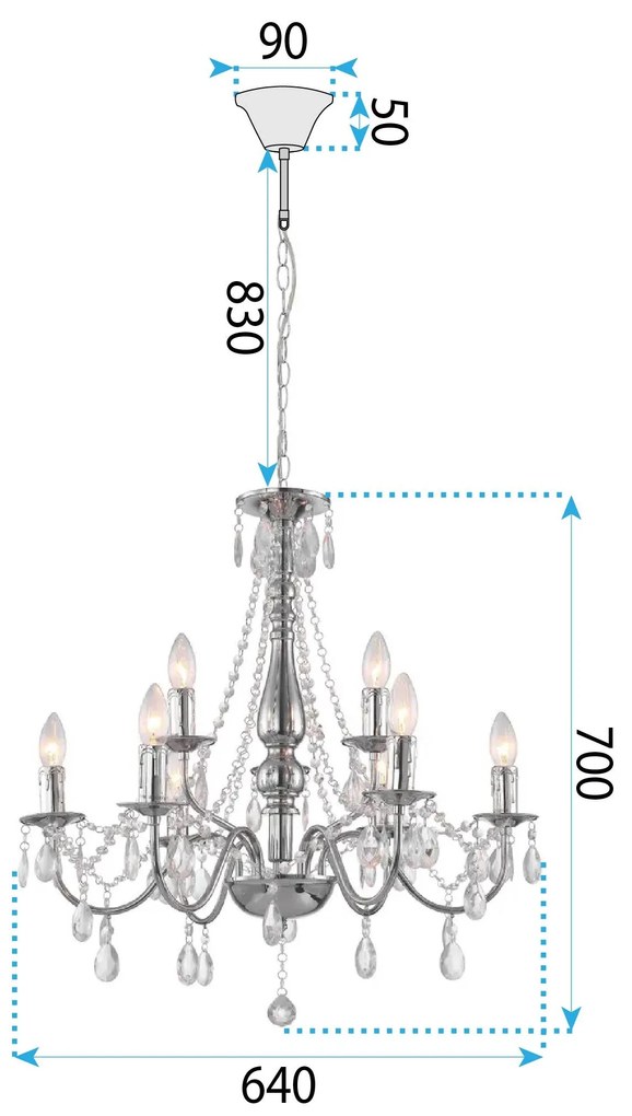 Toolight Toolight, stropné svietidlo 9xE14, EBT016-9CP, chróm, OSW-01231