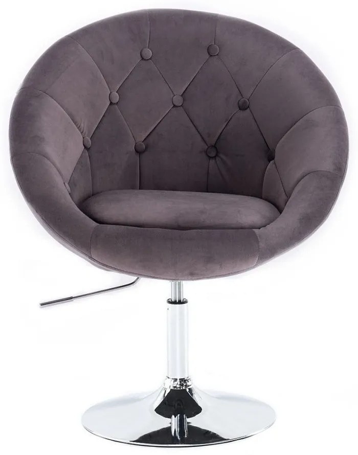LuxuryForm DESIGN Kreslo VERA VELUR na striebornom tanieri - tmavosivé
