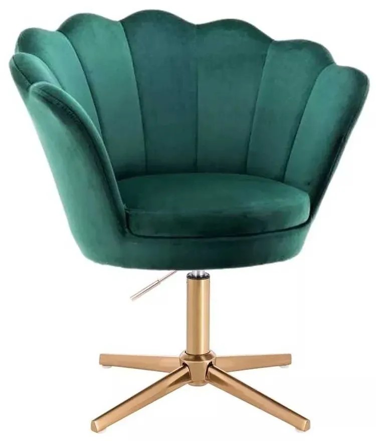 LuxuryForm DESIGN Kreslo FREY VELUR na zlatom kríži - zelené