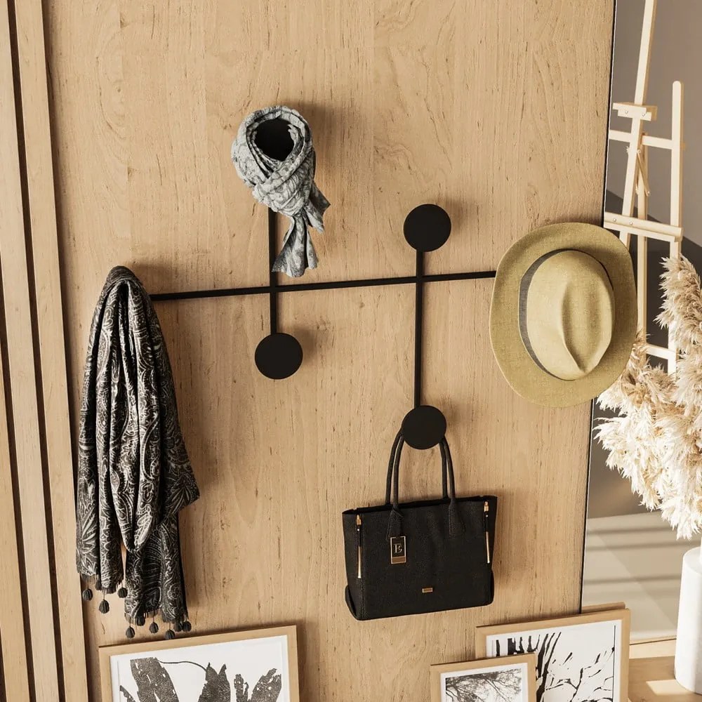 Čierny kovový nástenný vešiak Dama – Kalune Design