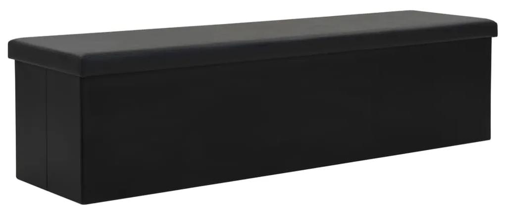 Skladacia úložná lavica z umelej kože 150x38x38 cm čierna