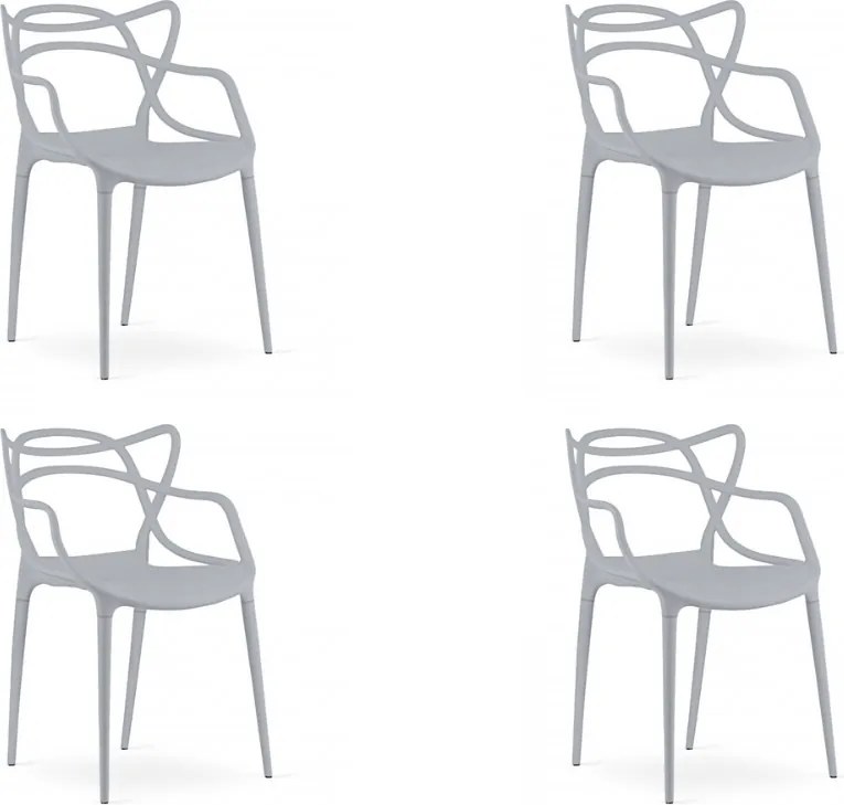 Sada 4 ks plastových stoličiek KATO svetlo sivých