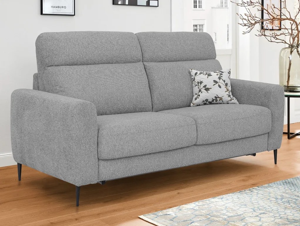 Rozkladacia pohovka na trvalé spanie Georgia, svetlo šedá látka