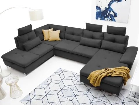 Sedacia súprava Madeira 3B, tmavá šedá látka, tvar ľavé U%