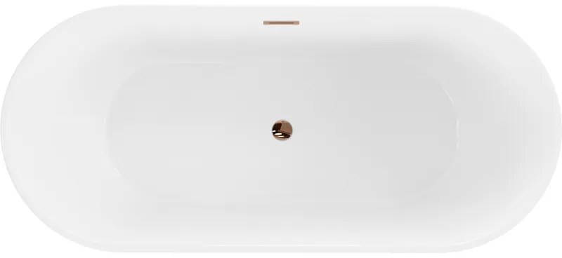 Mexen Flavia, voľne stojaca vaňa 170 x 75 cm, biela-čierna, ružové zlato prepad, 54031708075-60