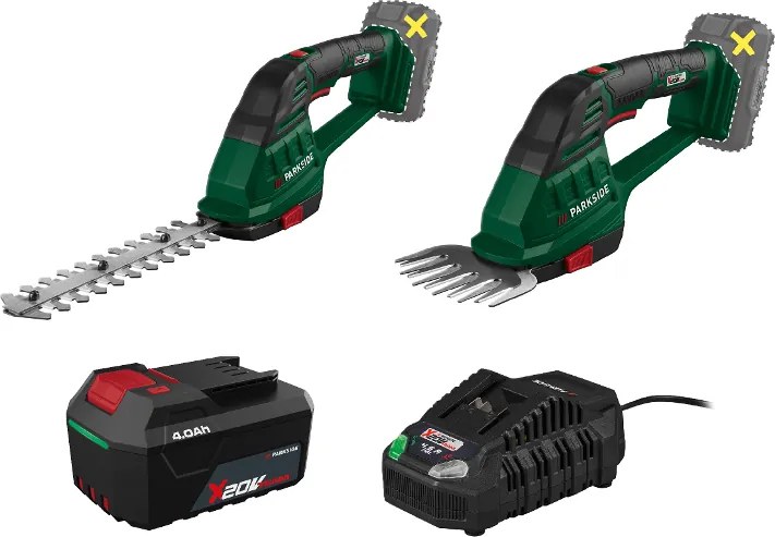 Parkside®  Aku nožnice na trávnik a živý plot 20 V Pags 20-Li A1 + Akumulátor 20 V/4 Ah + Rýchlonabíjačka 20 V/4,5 A  (800012780)