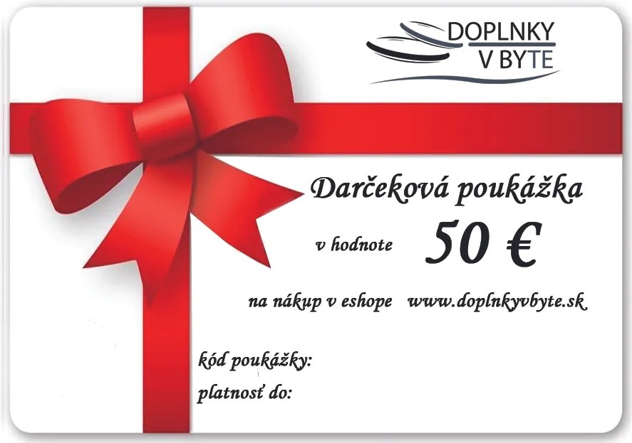 Darčeková poukážka na nákup tovaru v hodnote 50 €