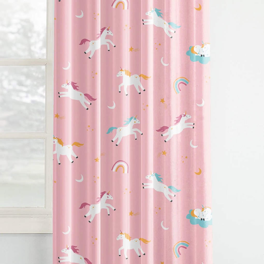 Goldea detský bavlnený záves - veselí jednorožci 160x150 cm