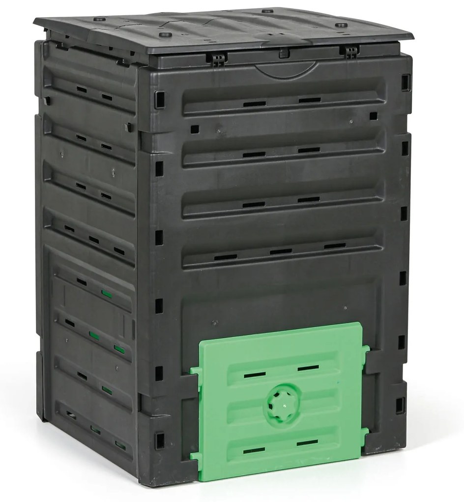 Plastový záhradný kompostér, 450 l, čierny/zelený