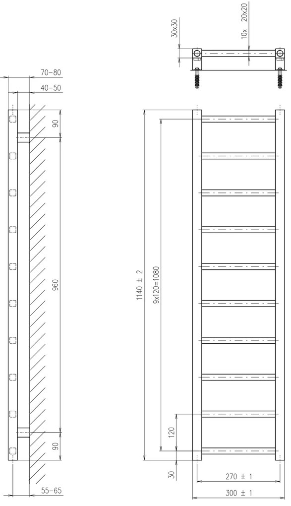 Sapho Sapho, METRO LIGHT vykurovacie teleso 300x1140mm, chróm