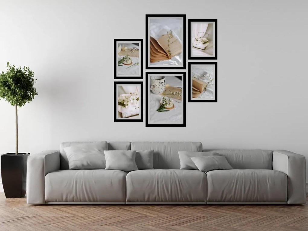 Gario Sada plagátov Umelecký relax - 6 dielna Farba rámu: Zlatá, Rozmery: 85 x 92 cm
