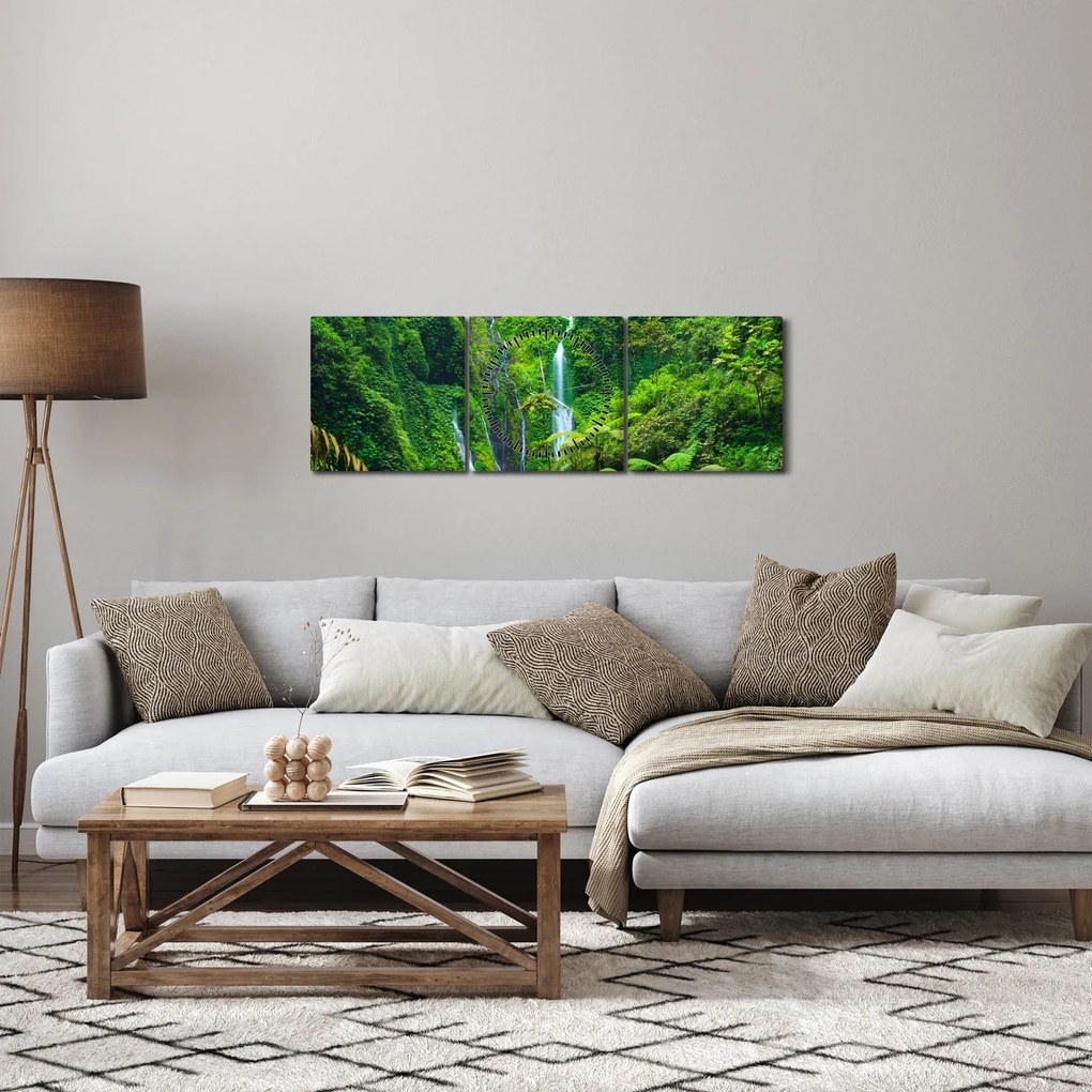 Obraz - Vodopády Madakaripura, východná Java, Indonézia (s hodinami) (90x30 cm)