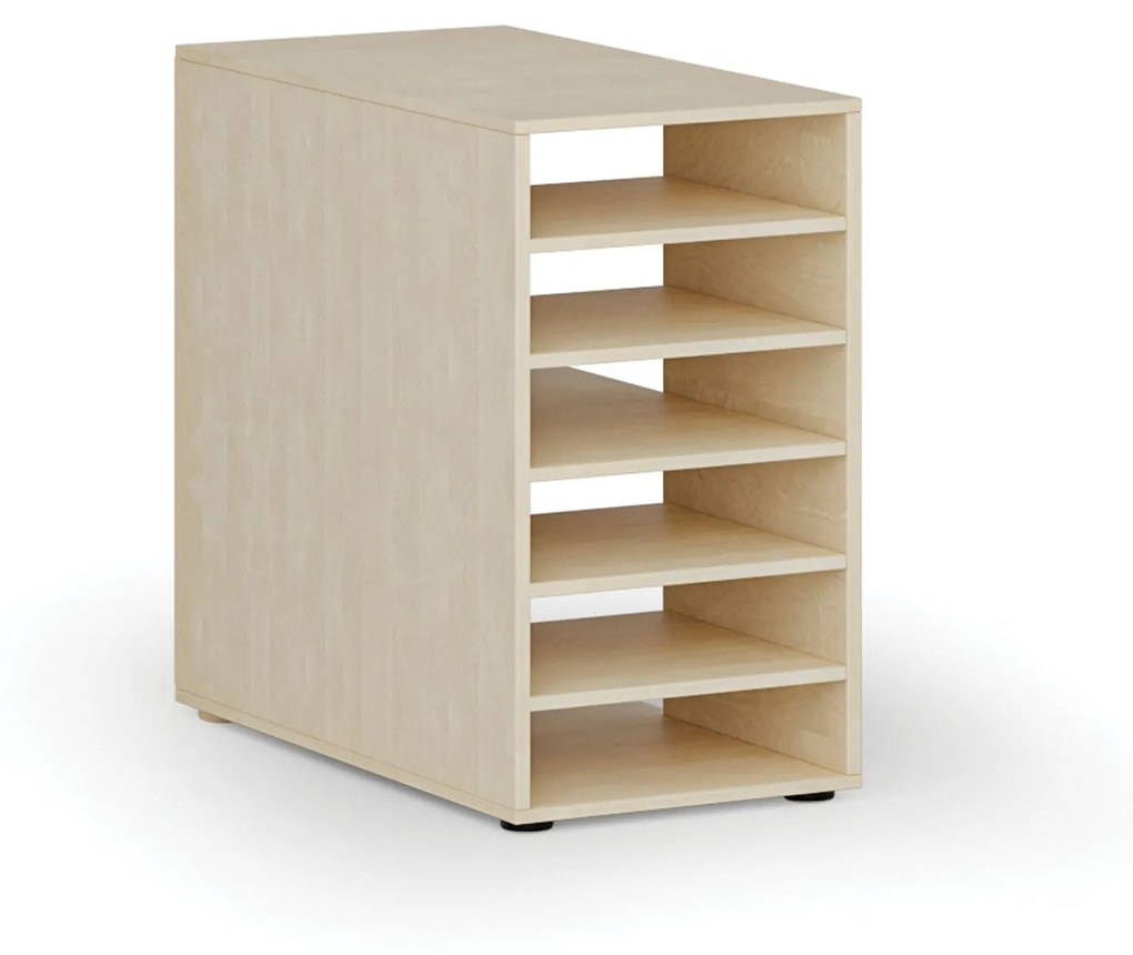 Prístavná policová skrinka k pracovnému stolu PRIMO WOOD, pravá, breza