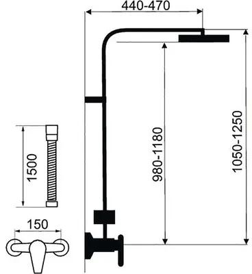 Sprchový systém s pákovou batériou Novaservis 36062 SET069/36,0