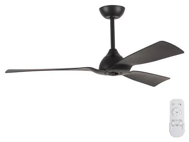 Eurolamp Stropný ventilátor pr. 132 cm IP44 čierna + diaľkové ovládanie EU0145
