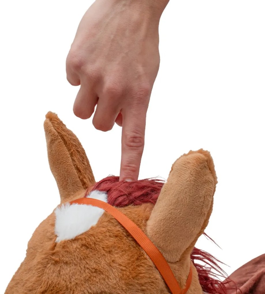 Plyšový skákací koník so zvukom Baby Mix hnedý