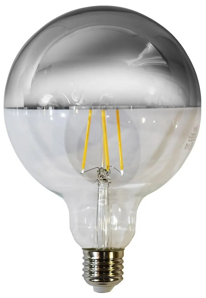 Dekoračná LED žiarovka so zrkadlovým vrchlíkom E27 teplá 3000k 7w 806 lm chrómová