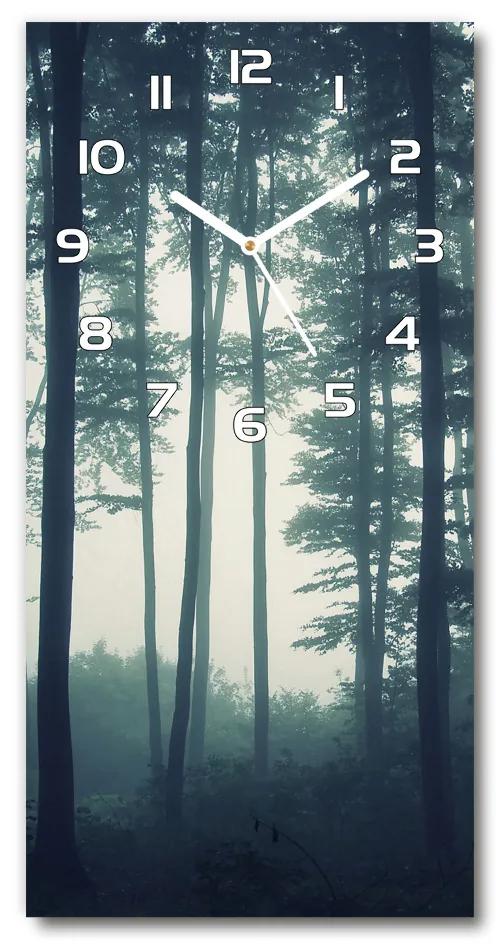 Nástenné sklenené hodiny Hmla v lese pl_zsp_30x60_f_106280644