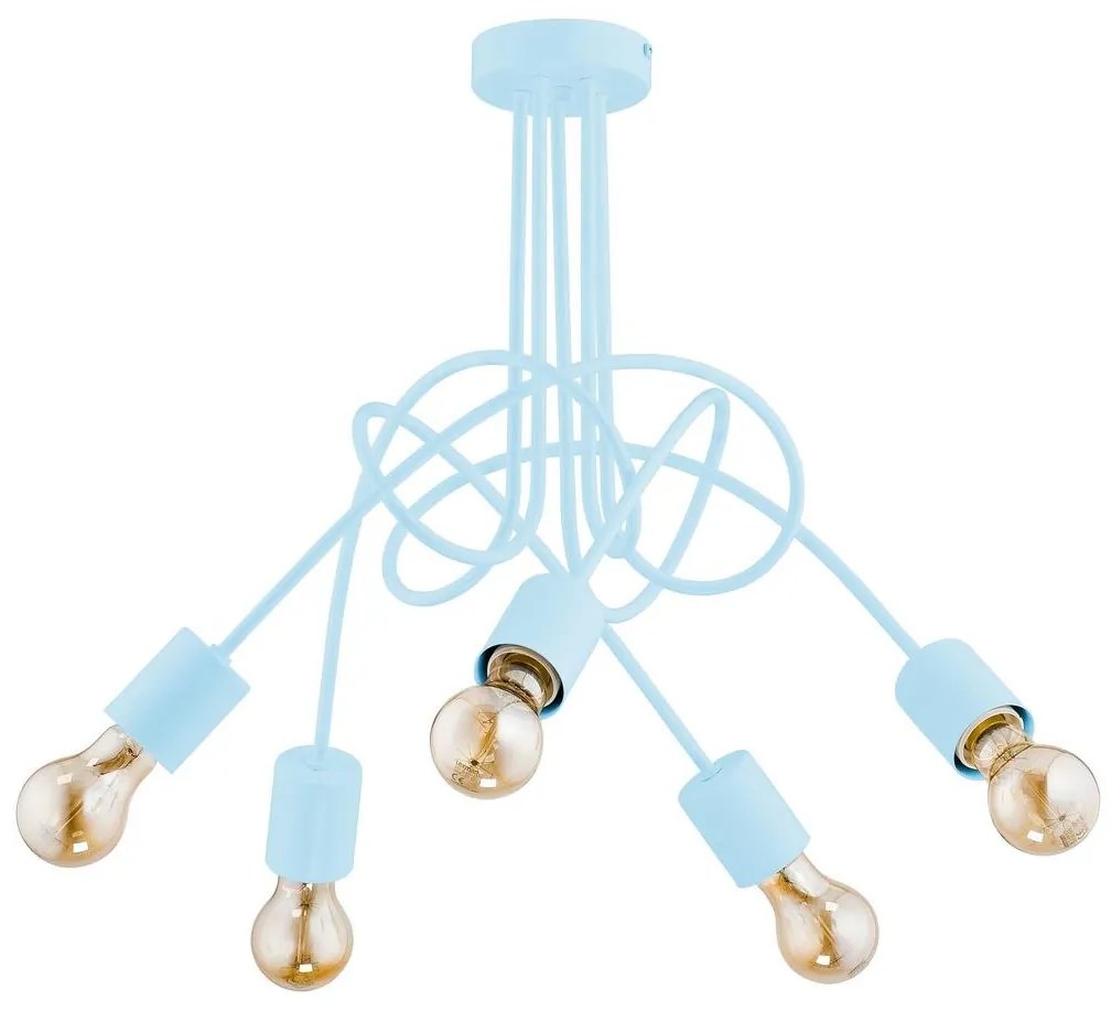 Detský prisadený luster TANGO 5xE27/60W/230V modrá
