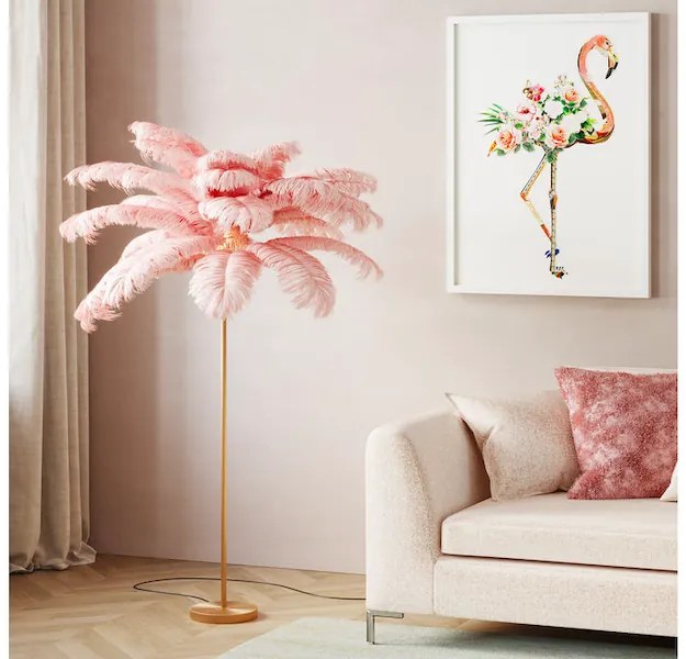 Feather Palm stojaca lampa ružová 165 cm