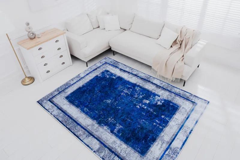 MIRO 51676.813 umývací koberec Grécky vintage, rám protišmykový - tmavomodrá Veľkosť: 80x150 cm