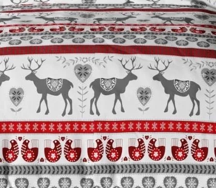 Flanelové DELUXE obliečky Homa CHRISTMAS GREY REINDEER 140x200 cm