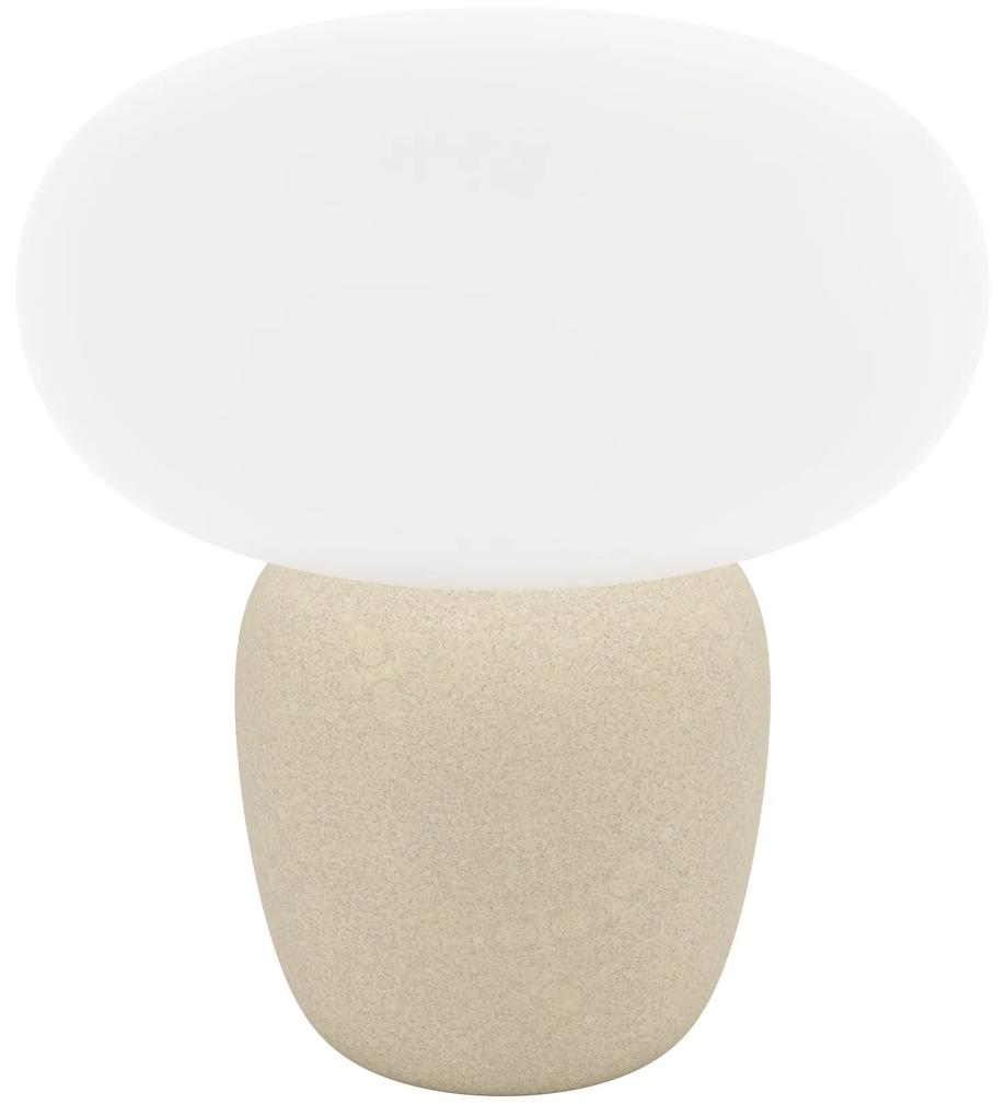 EGLO Dizajnová stolná keramická lampa CAHUAMA, 1xE27, 40W, svetlo hnedá, biela