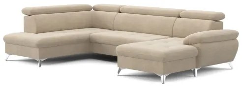 Rozkladacia rohová sedačka do U CATANIA ľavá s úložným priestorom béžová