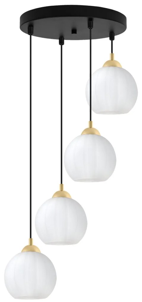 Závesné svietidlo Costa, 4x biele sklenené tienidlo, b/g, o