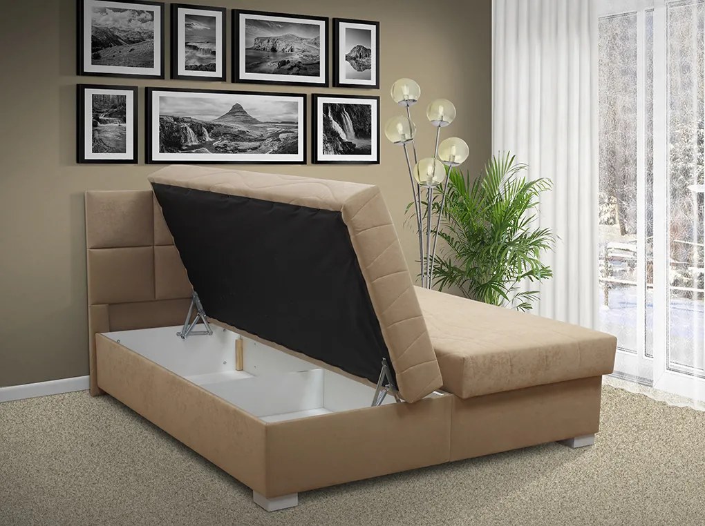 Čalúnená posteľ s úložným priestorom Morava 180 peľasť / farba: POLOHOVACÍ / Alova černá, peľasť / matrac: PUR PENA