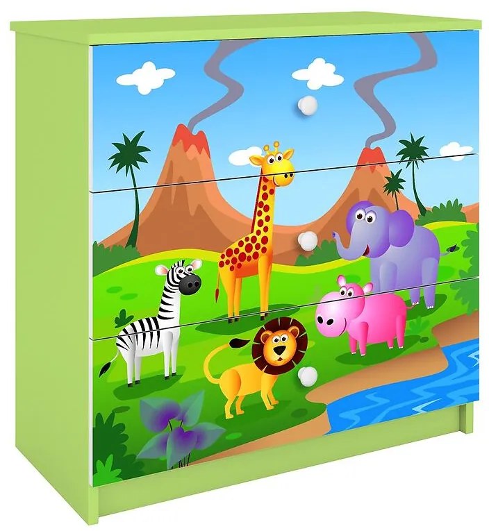 Detská komoda Babydreams zelená – Safari