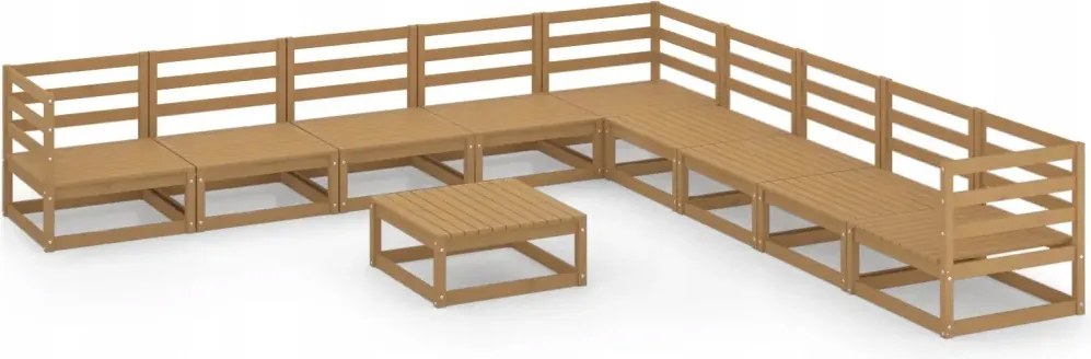 vidaXL 10-dielna sedacia súprava do záhrady, medovo hnedá, borovica