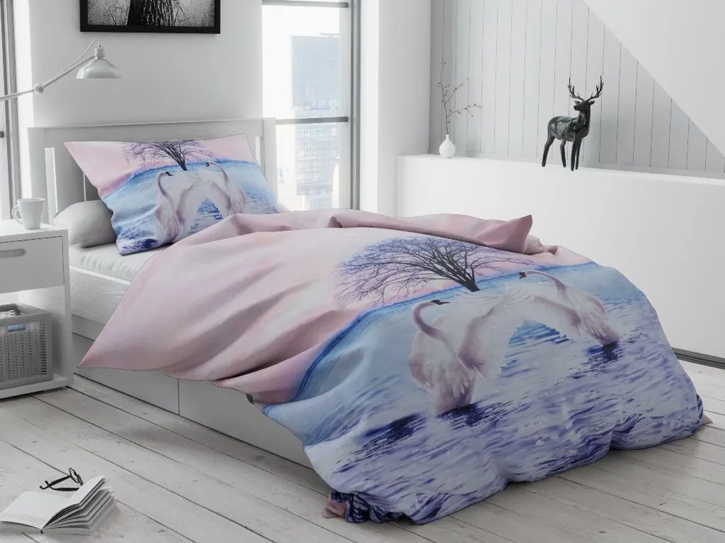 3D Obliečky polycotton Labute - 1x Vankúš 90x70cm, 1x Paplón 140x200cm