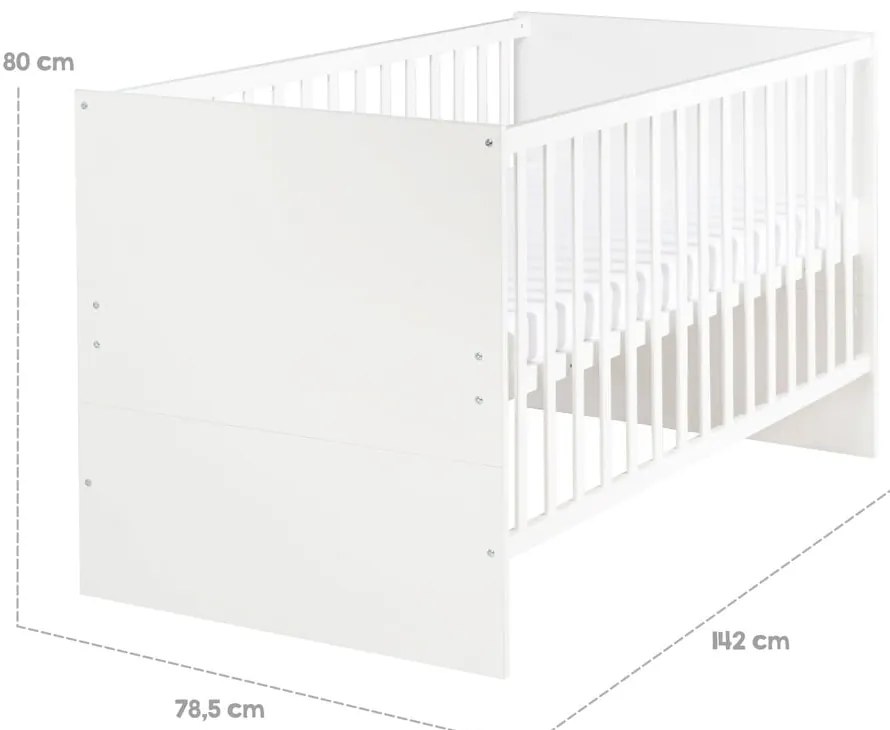 Biela postieľka s nastaviteľnou výškou 70x140 cm Anton – Roba