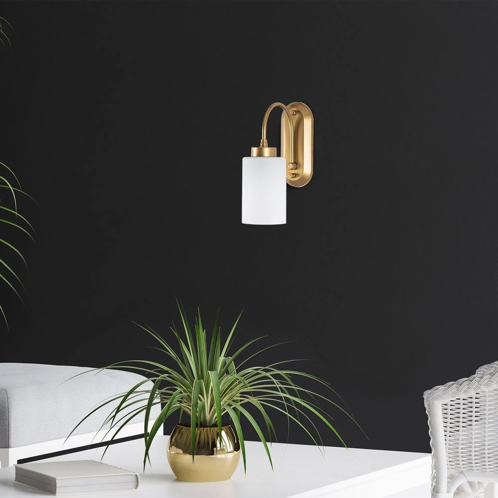 Nástěnná lampa Hemikilo mléčné sklo/zlatá