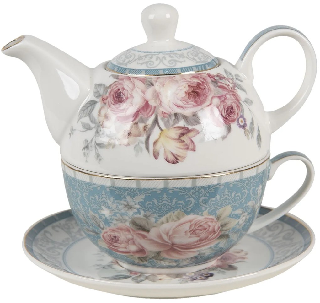 Porcelánový Tea for one Peony Rosé - 16 * 10 * 14 cm / 400 ml / 250 ml