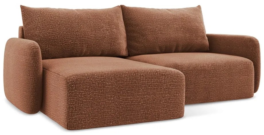 Rozkladacia/s úložným priestorom rohová pohovka v tehlovej farbe (ľavý roh) Kalena – Makamii