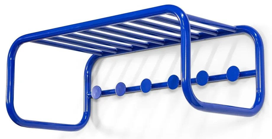 Modrý kovový nástenný vešiak s poličkou 72 cm Retro – Spinder Design